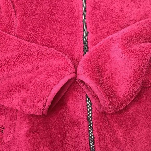 The North Face Womens XS Osito Jacket Hot Pink Plush Fleece Zip Silver READ - Picture 11 of 13